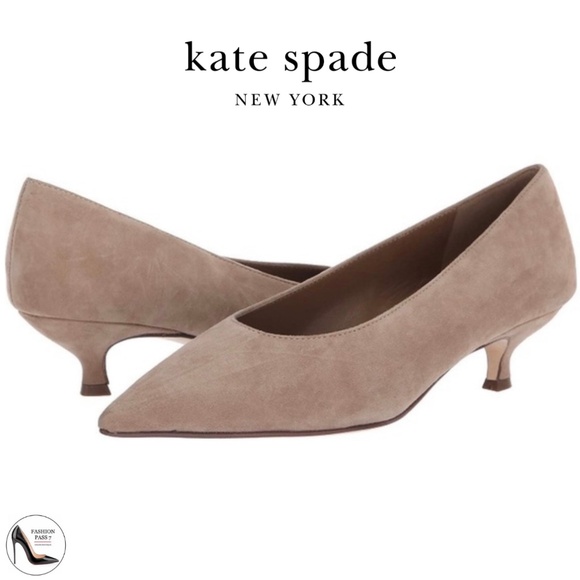 Kate Spade Dale Grey/Brown Cashmere Suede Kitten Heel Pumps Pointed Toe Shoes 8 - Picture 1 of 13